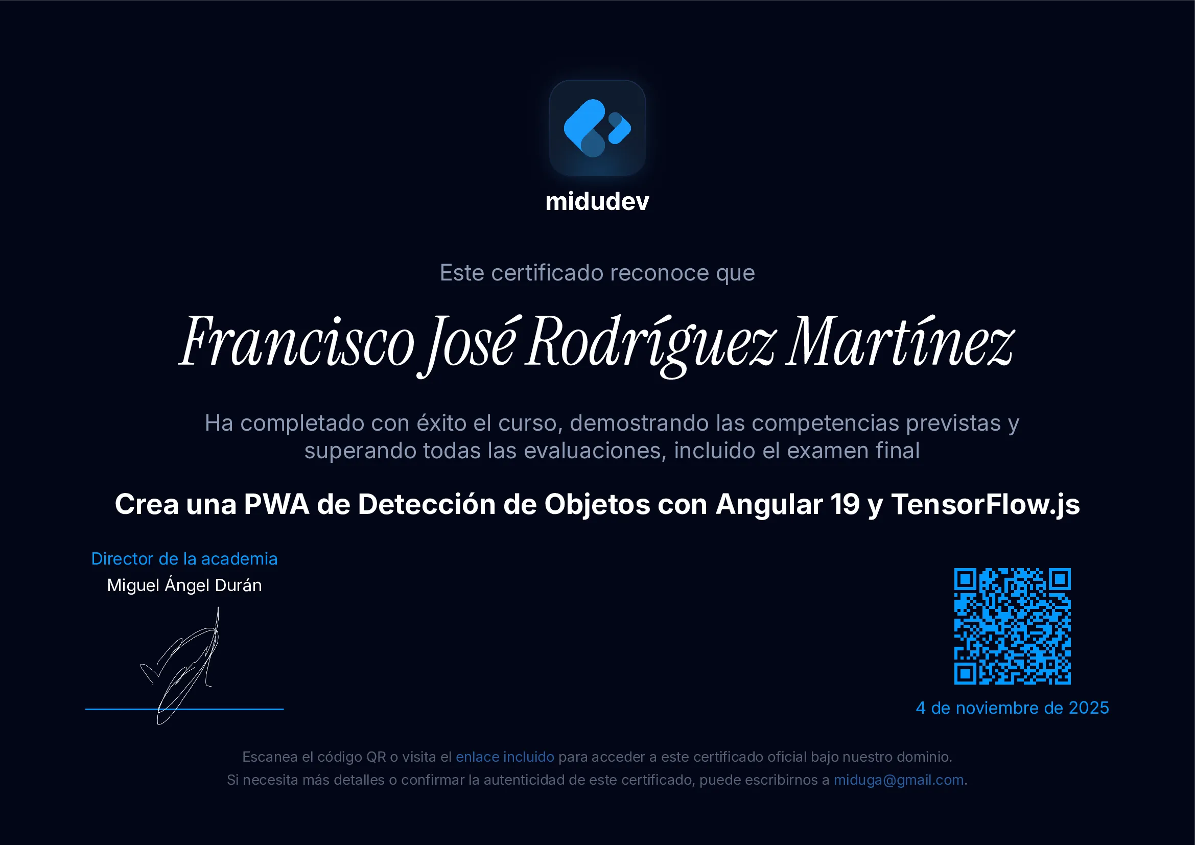 PWA de detección de objetos con Angular