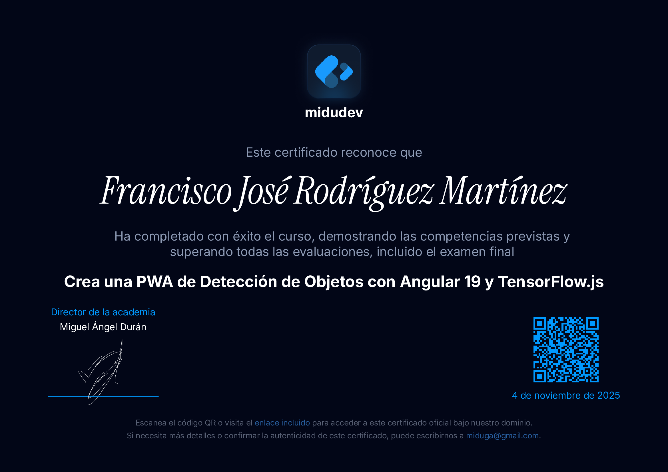 PWA de detección de objetos con Angular